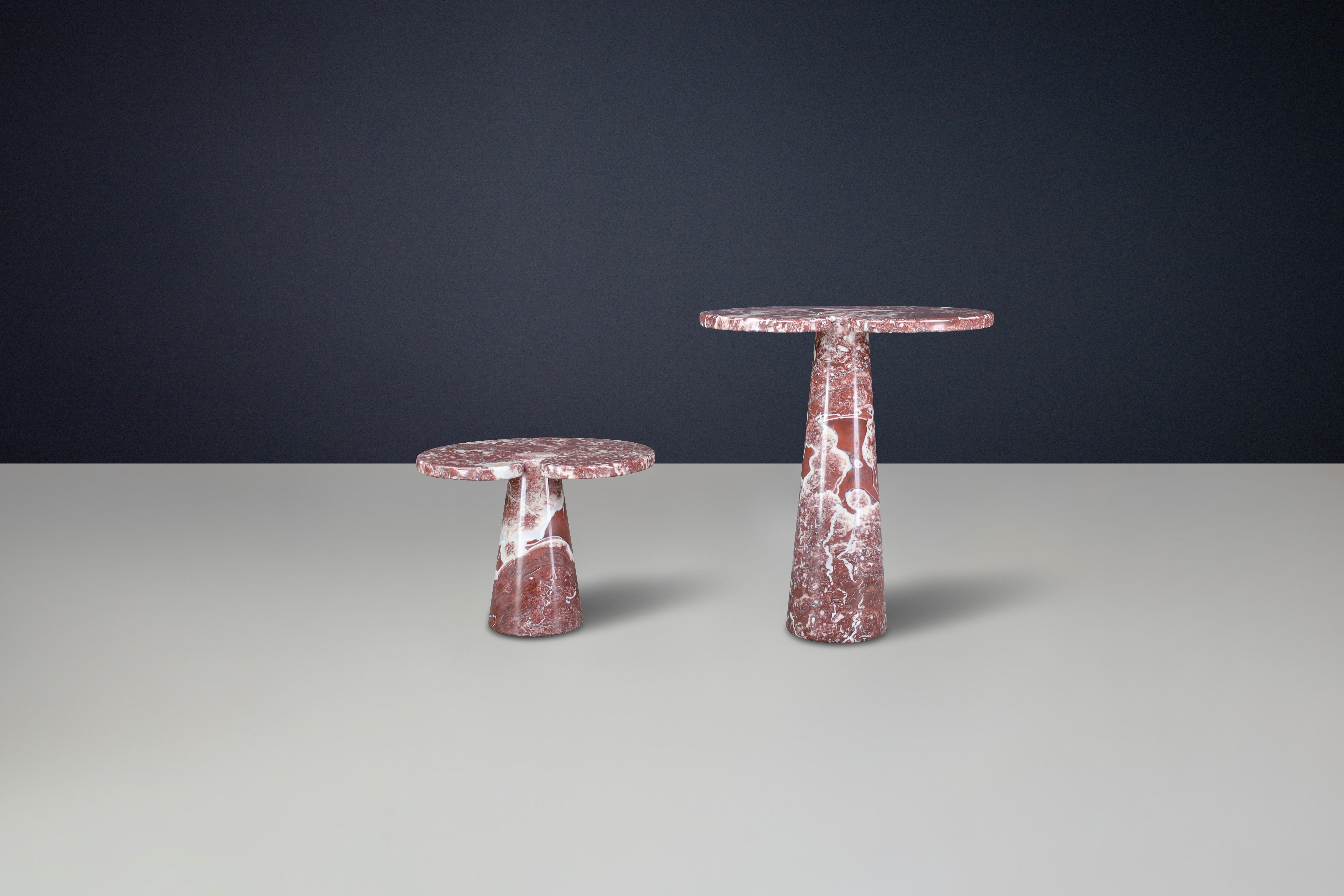 Mid-Century Modern Angelo Mangiarotti pair of two Rosso marble consoles for Skipper Italy 1970 For Sale