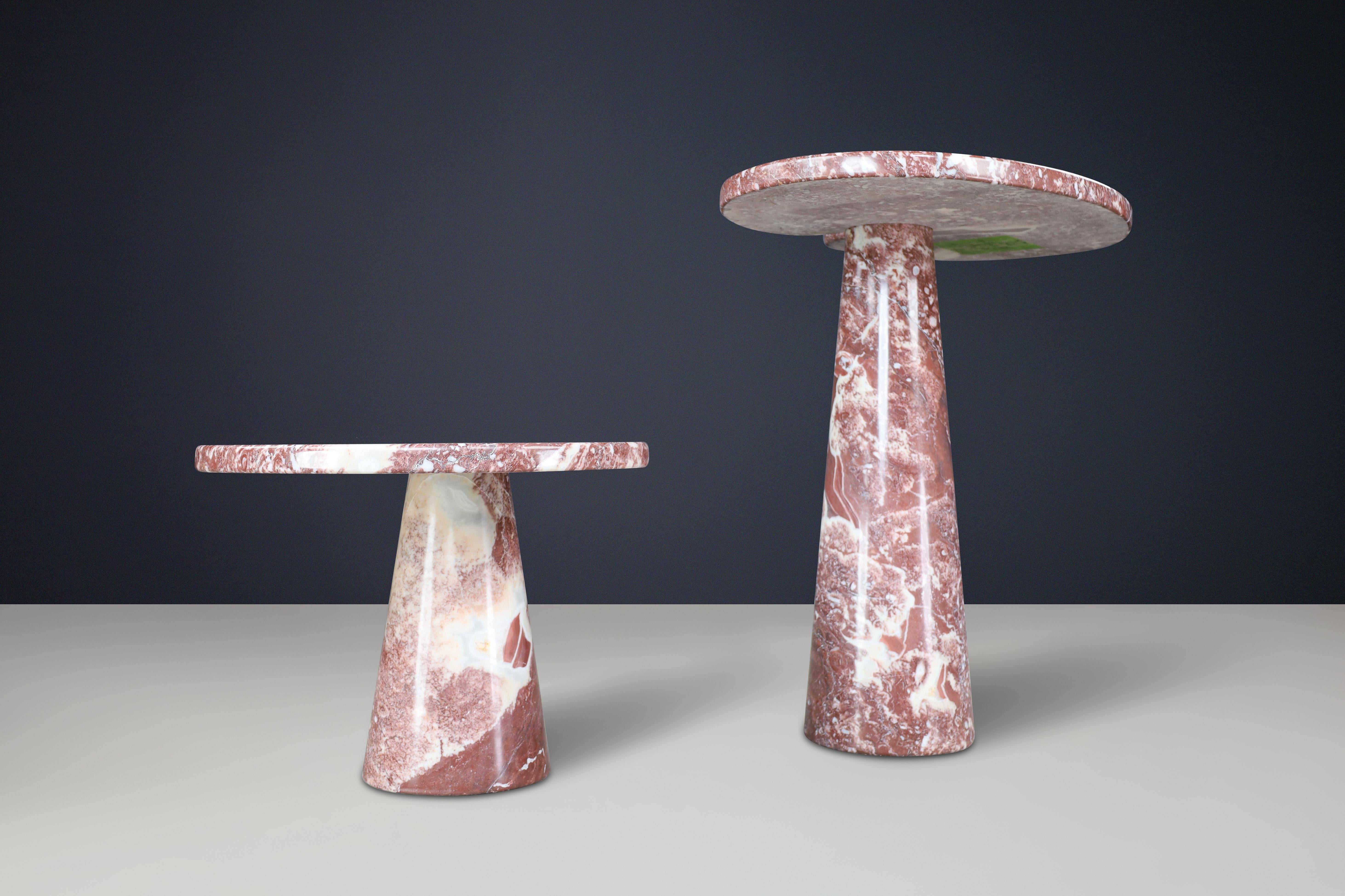 Italian Angelo Mangiarotti pair of two Rosso marble consoles for Skipper Italy 1970 For Sale