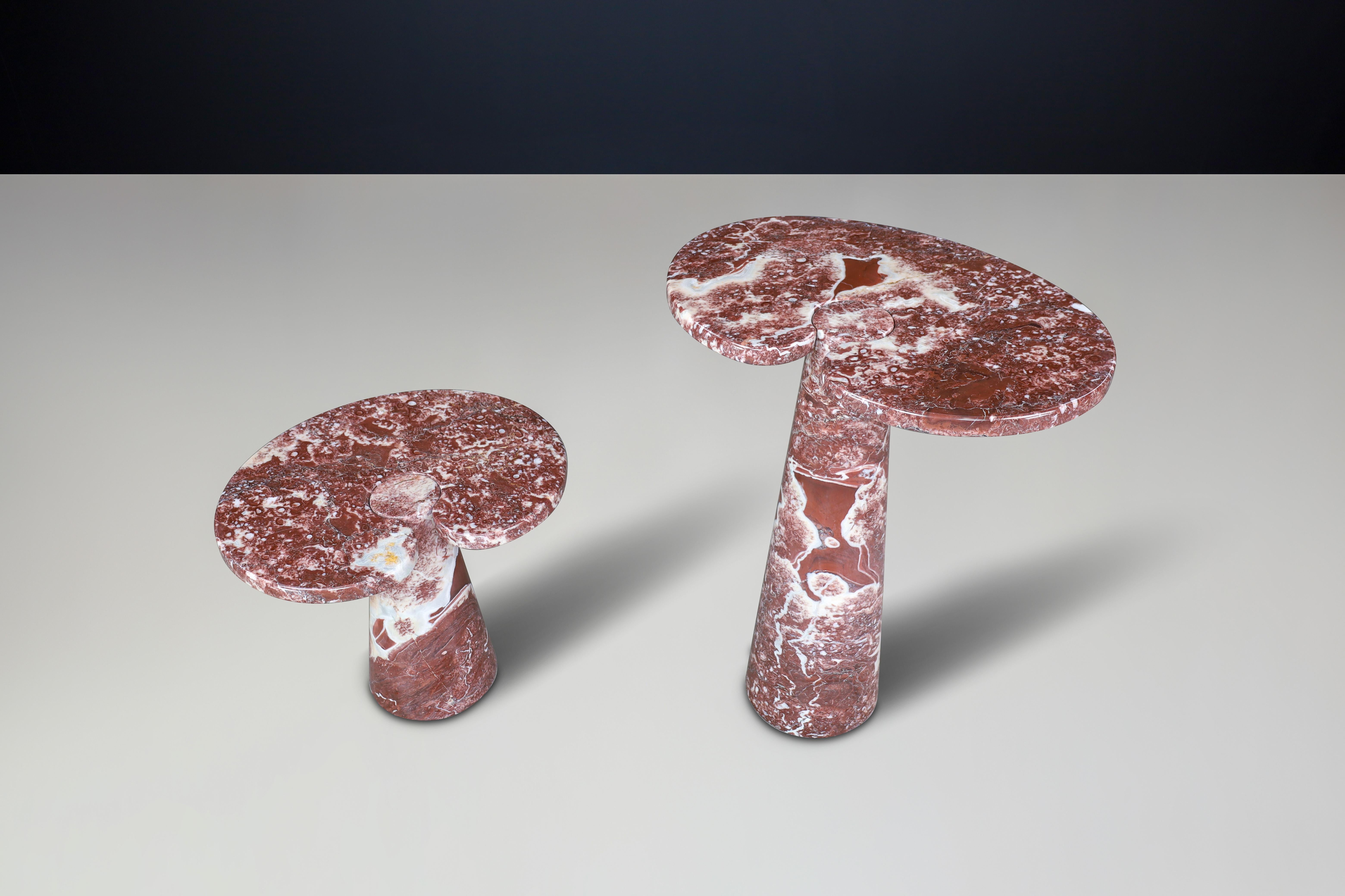 Late 20th Century Angelo Mangiarotti pair of two Rosso marble consoles for Skipper Italy 1970 For Sale