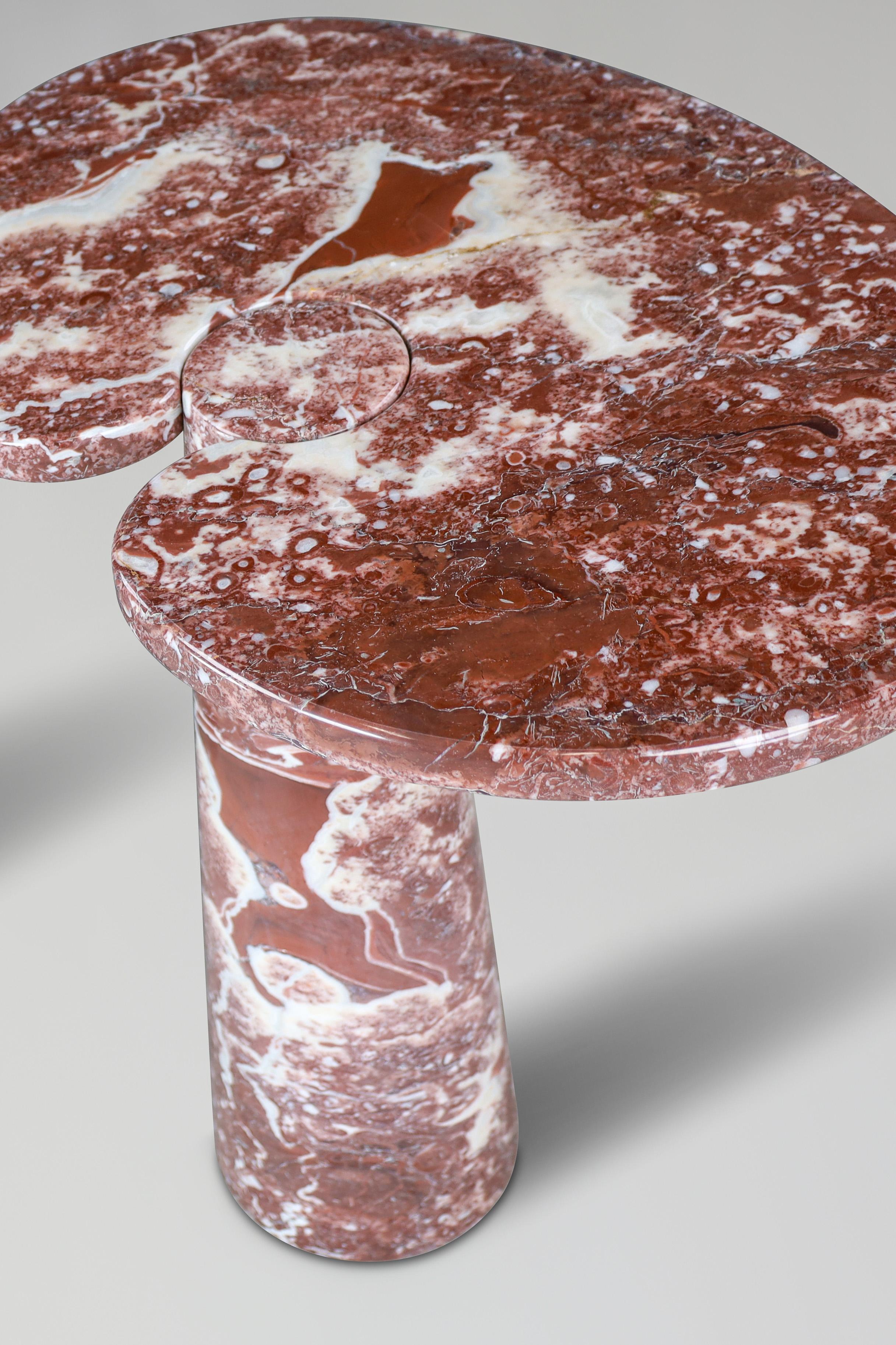 Angelo Mangiarotti pair of two Rosso marble consoles for Skipper Italy 1970 For Sale 2