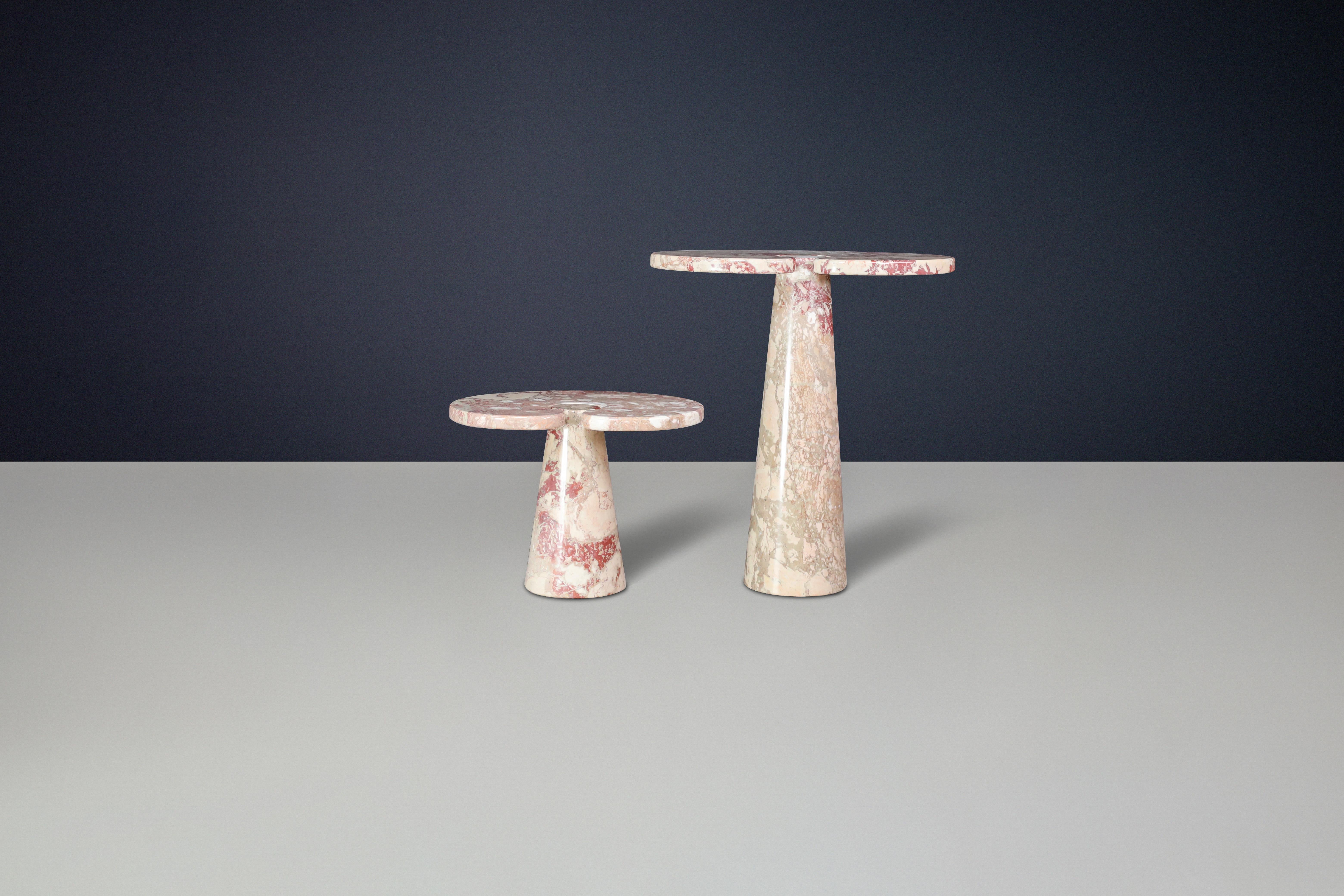 Angelo Mangiarotti pair of two Salmon-colored marble consoles for Skipper 1970s For Sale 11