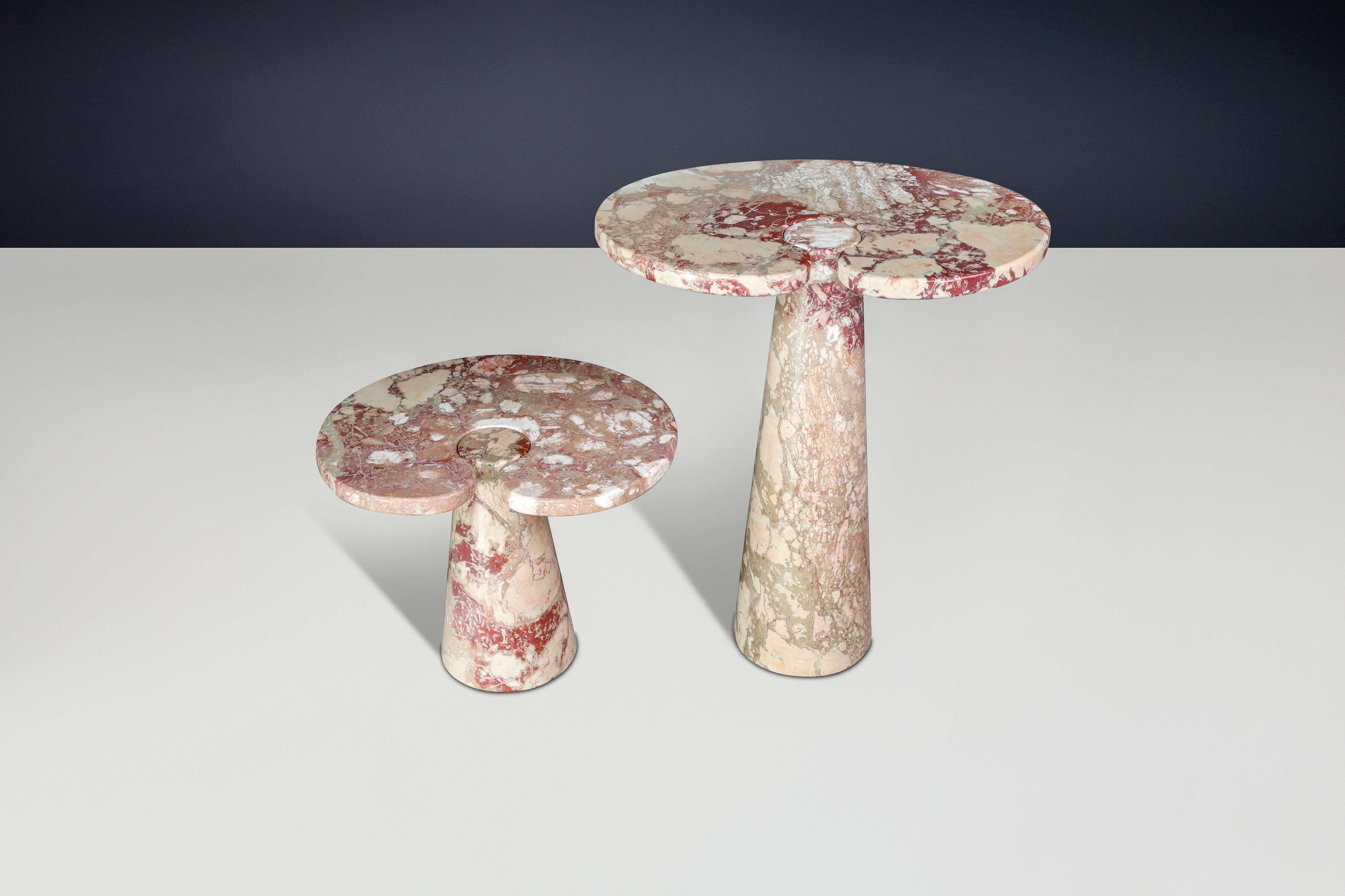 Angelo Mangiarotti pair of two Salmon-colored marble consoles for Skipper 1970s For Sale 12