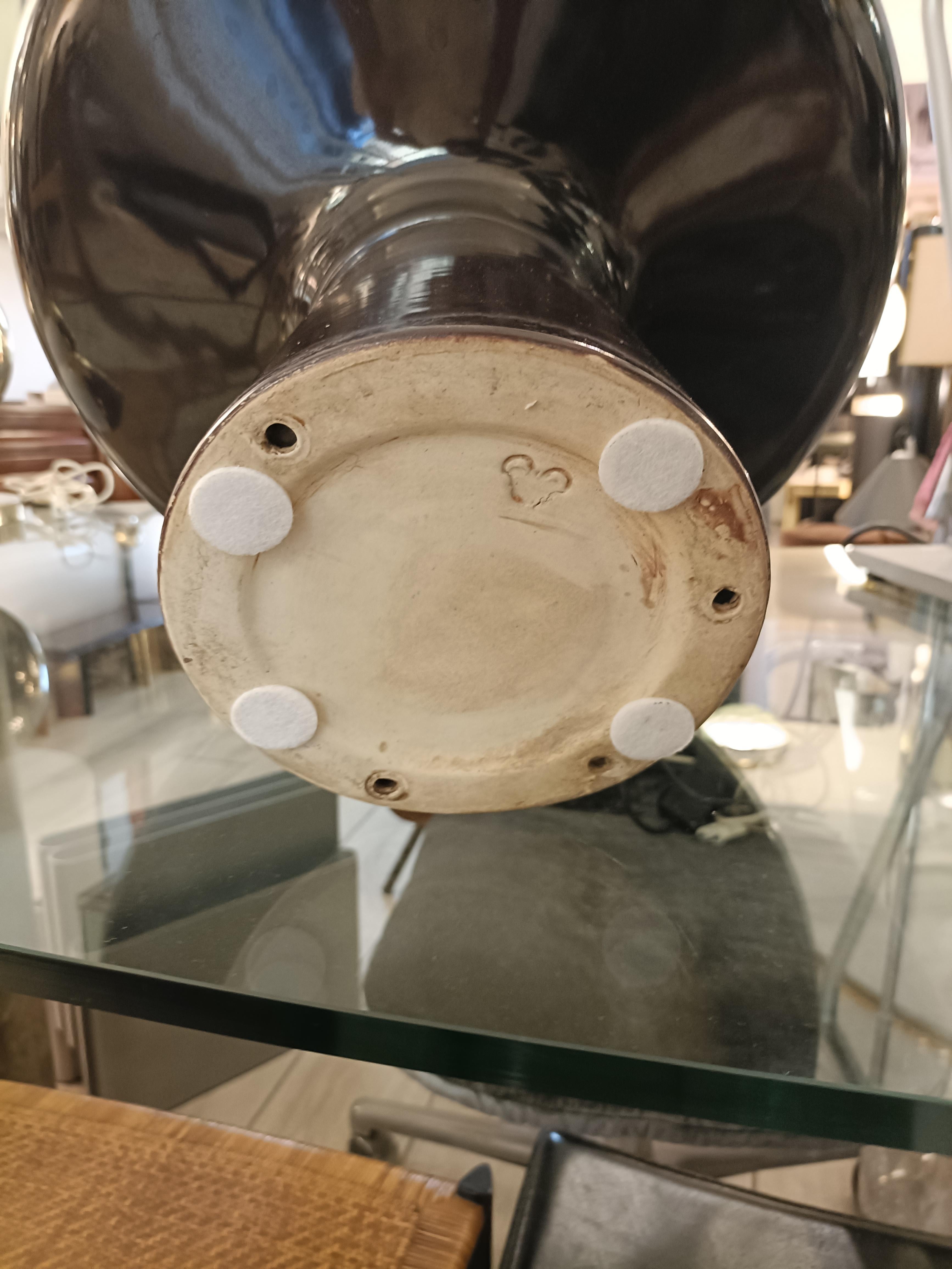 Angelo Mangiarotti für F.lli Brambilla Pflanzgefäß aus brauner Keramik, Italien 1970 im Angebot 1