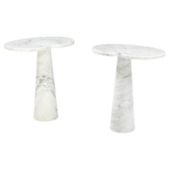 Angelo Mangiarotti Rare Pair of "Eros" Carrara Marble Tall Side Tables, 1971