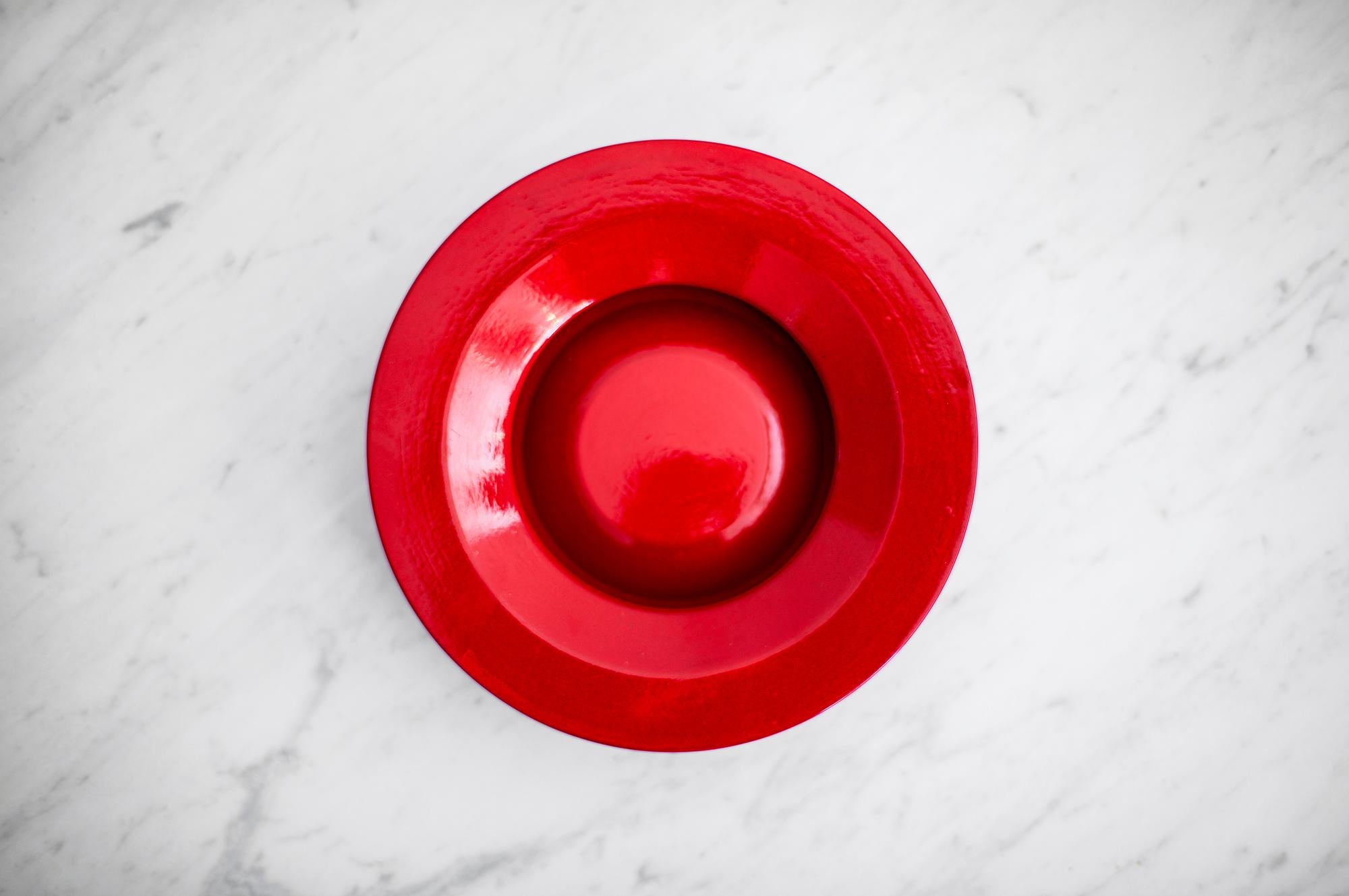 Great red ceramic ashtray by Angelo Mangiarotti. Perfect gift idea!