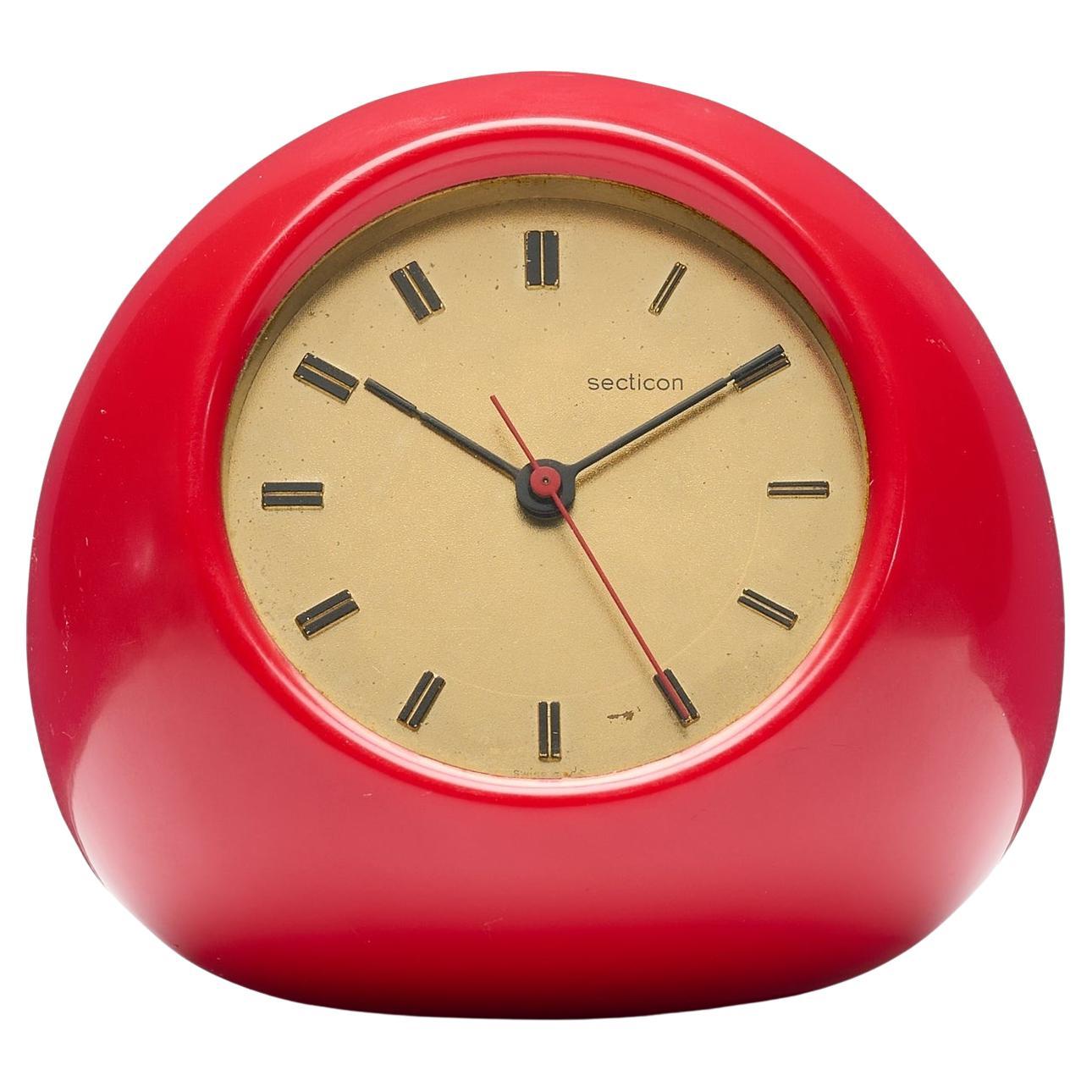 Angelo Mangiarotti Red Secticon Model T2 Table Clock, 1970s For Sale