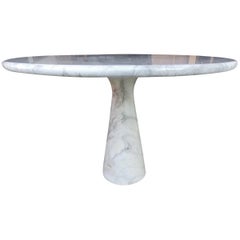 Angelo Mangiarotti Round Carrara Marble Dining Table