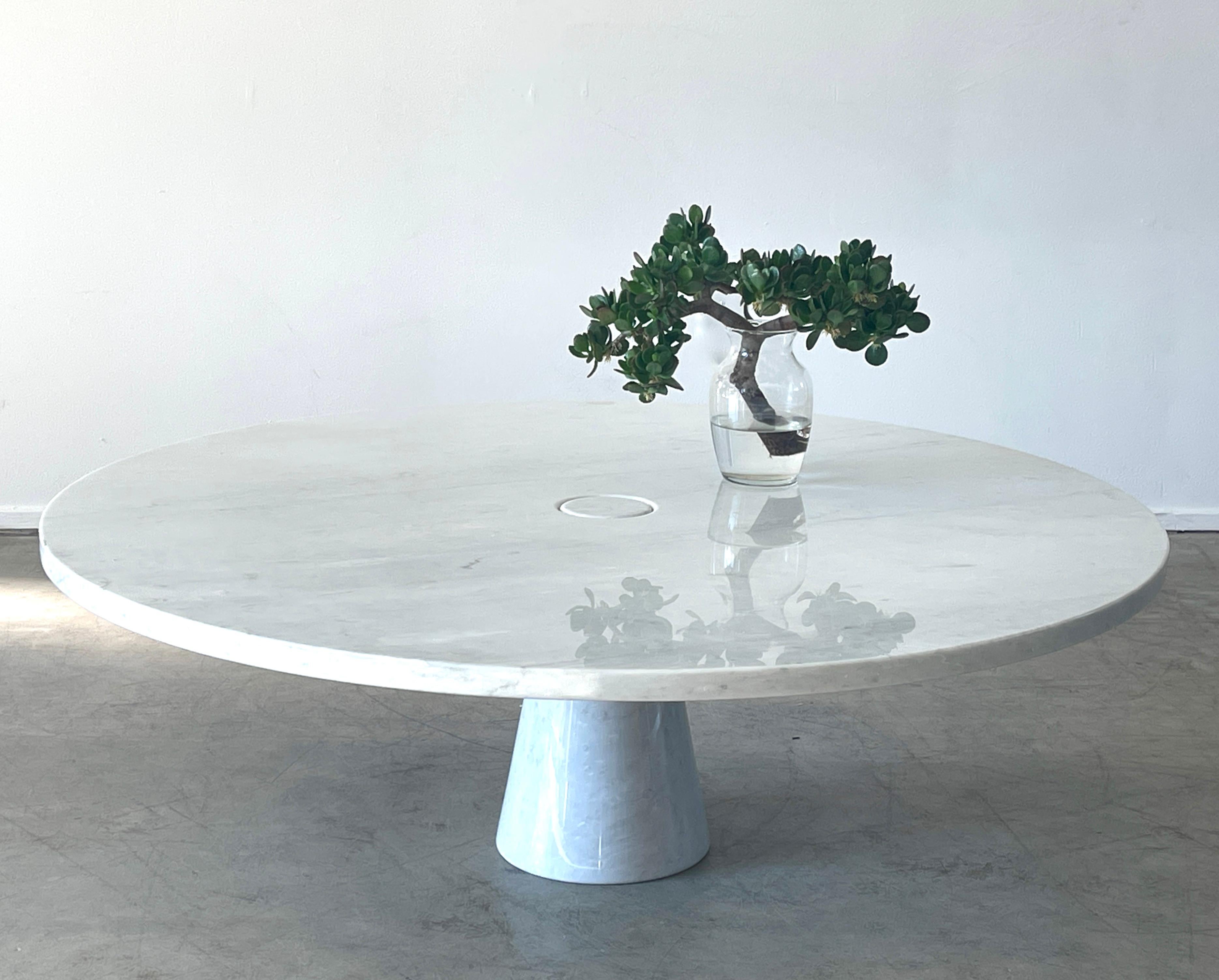 Carrara Marble Angelo Mangiarotti Round Coffee Table For Sale