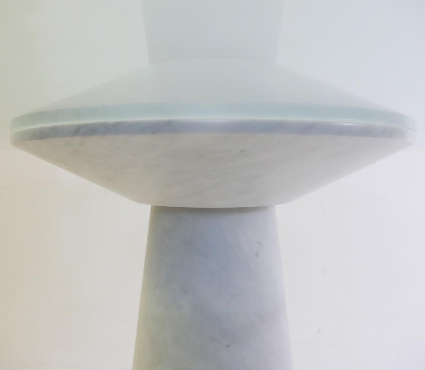 Italian Angelo Mangiarotti Round Marble and Glass Table