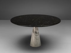 Angelo Mangiarotti Round Pedestal Dining Table in Black and White Marble