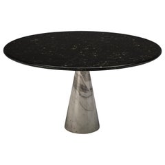 Angelo Mangiarotti Round Pedestal Dining Table in Black and White Marble