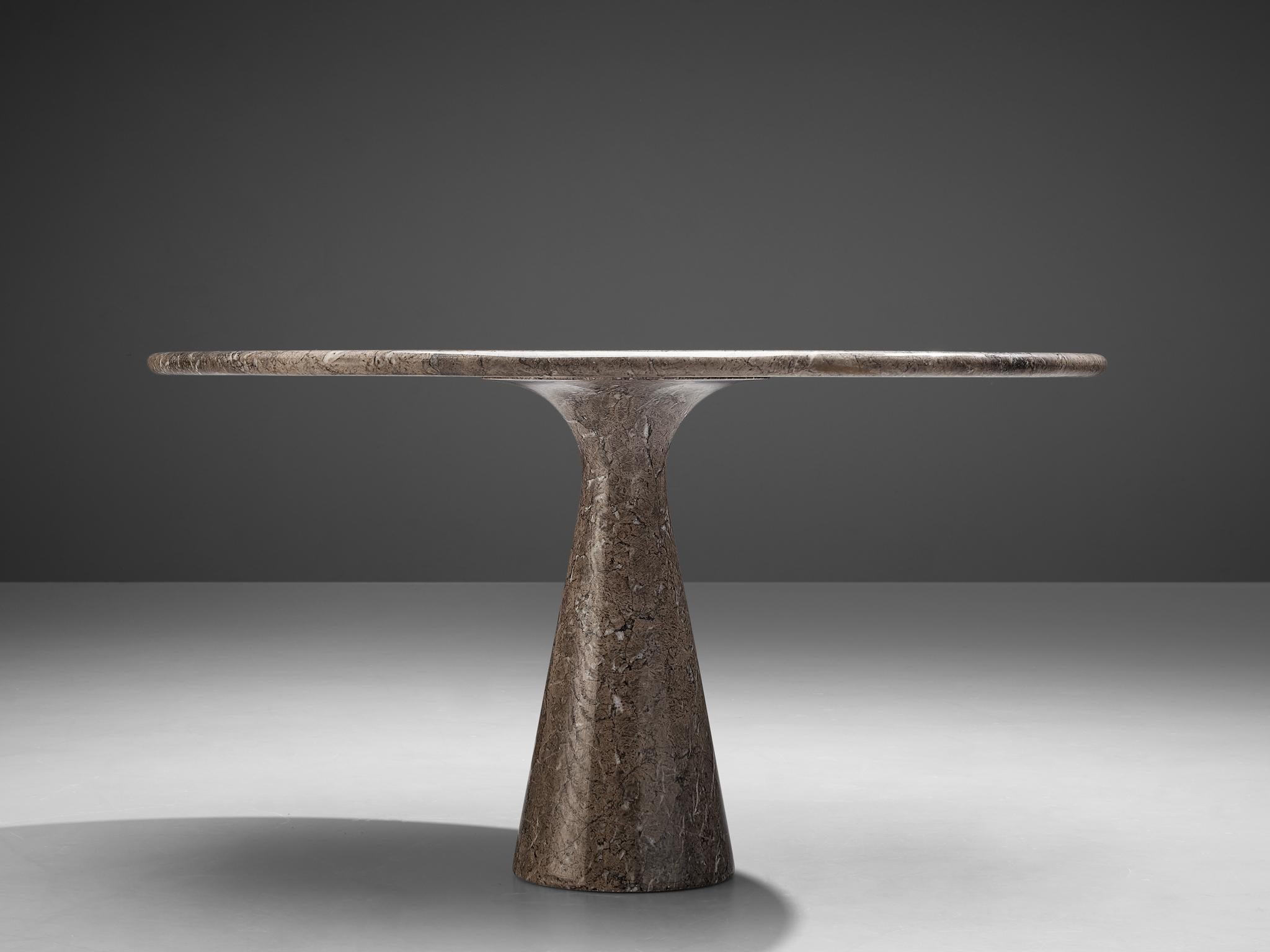 Italian Angelo Mangiarotti Round Pedestal Dining Table in Marble