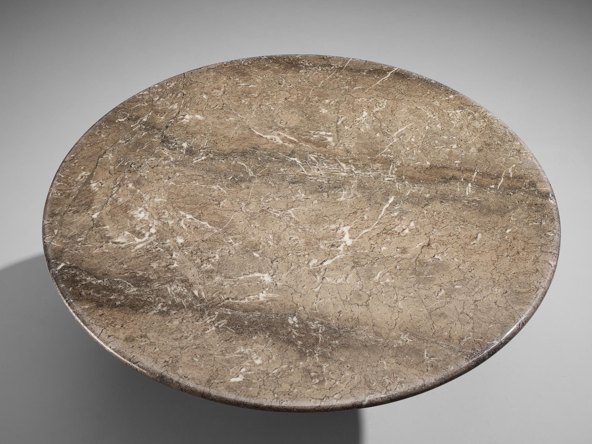 Angelo Mangiarotti Round Pedestal Dining Table in Marble In Good Condition In Waalwijk, NL