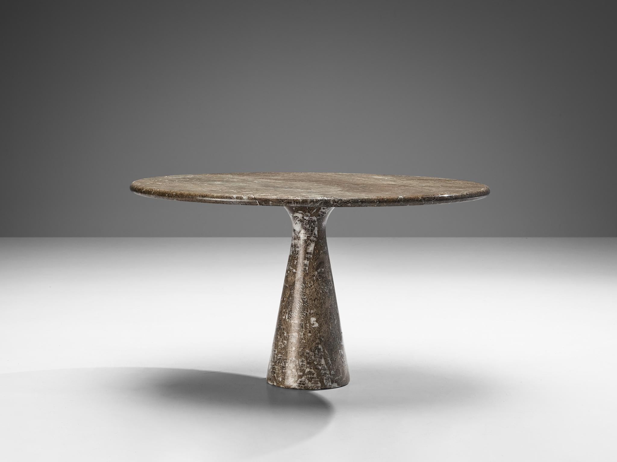 Mid-20th Century Angelo Mangiarotti Round Pedestal Dining Table in Marble 
