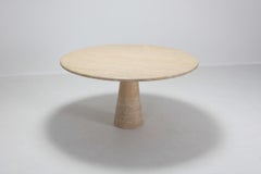 Angelo Mangiarotti Round Travertine Dining Table