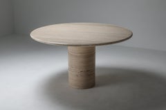 Angelo Mangiarotti Round Travertine Dining Table