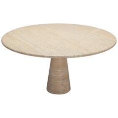 Angelo Mangiarotti Round Travertine Dining Table