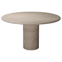 Angelo Mangiarotti Round Travertine Dining Table