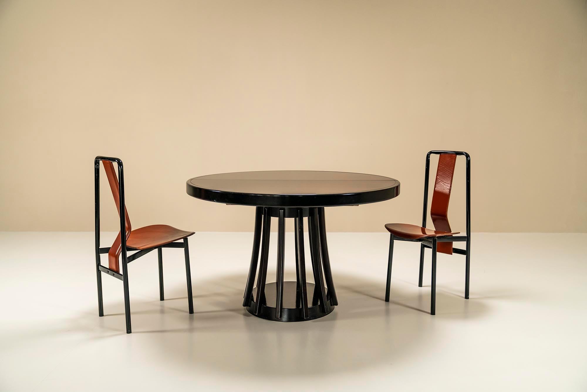 Late 20th Century Angelo Mangiarotti 'S11' Round Dining Table in Ebony, Italy, 1970s For Sale