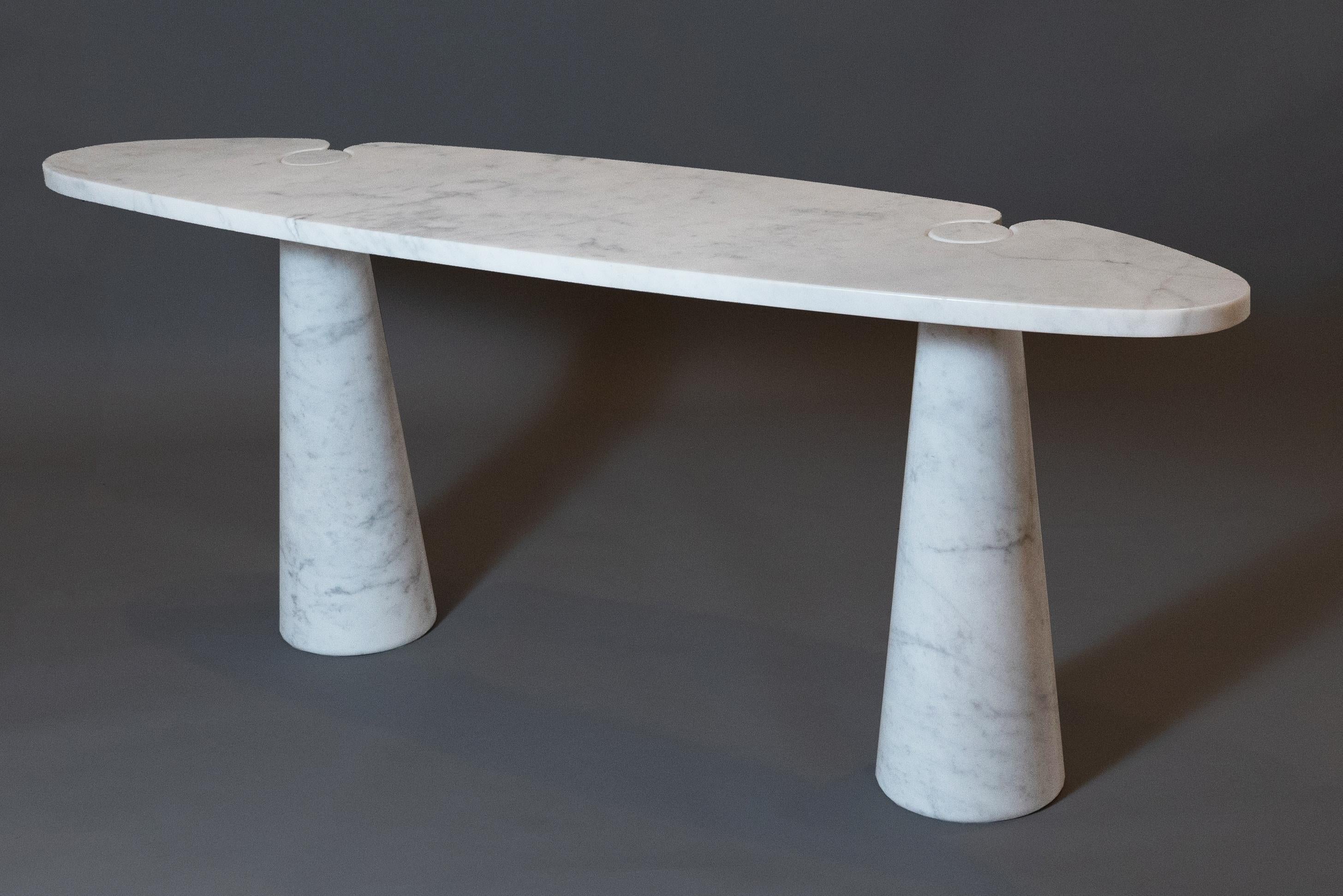 Mid-Century Modern Angelo Mangiarotti: Sculptural Eros Console in White Carrara Marble, Italy 1971 For Sale