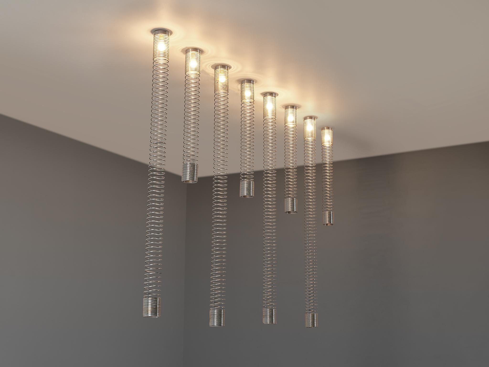 Mid-Century Modern Angelo Mangiarotti Set of Eight 'Spirali' Ceiling Lights