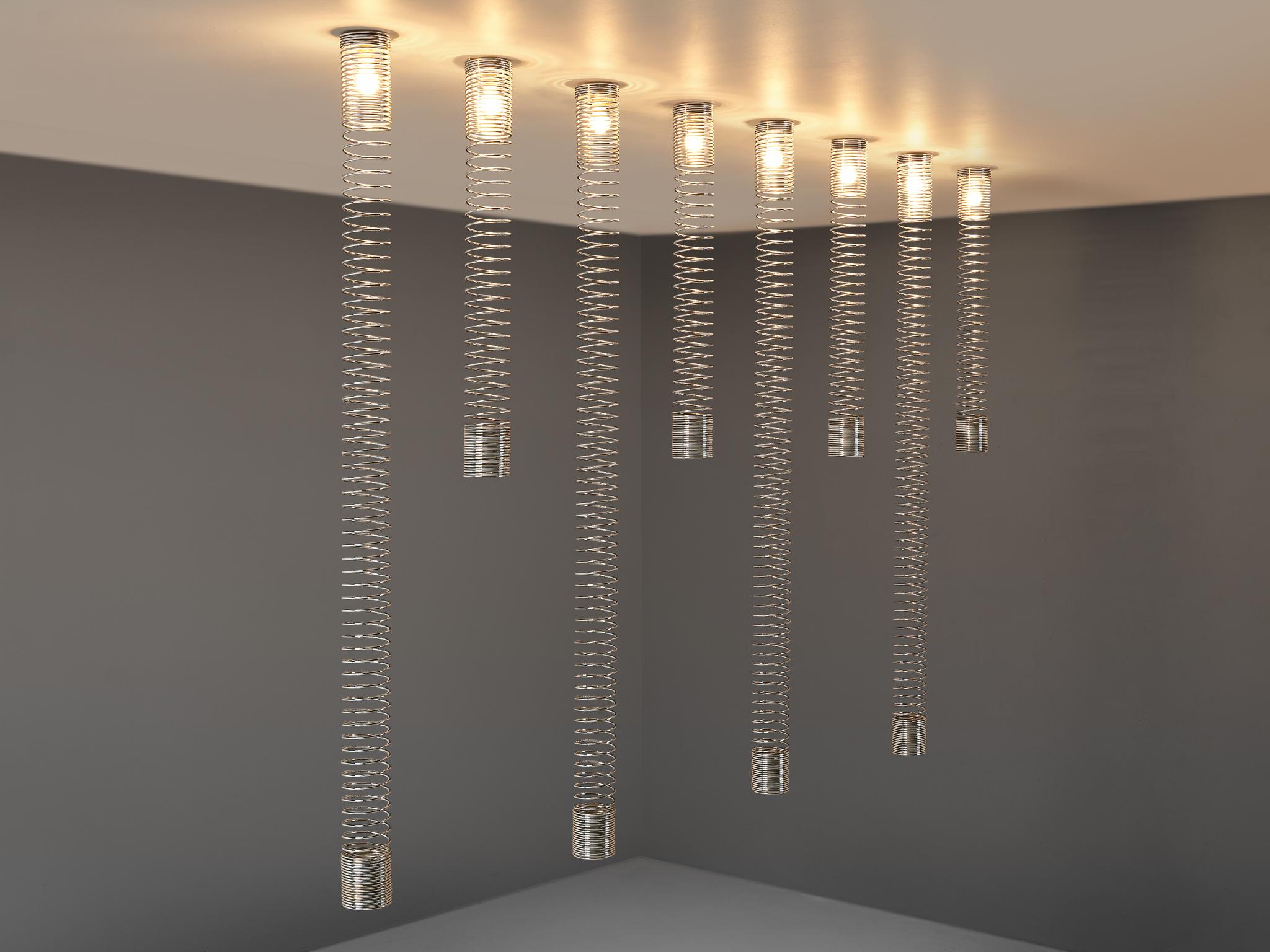 Italian Angelo Mangiarotti Set of Eight 'Spirali' Ceiling Lights
