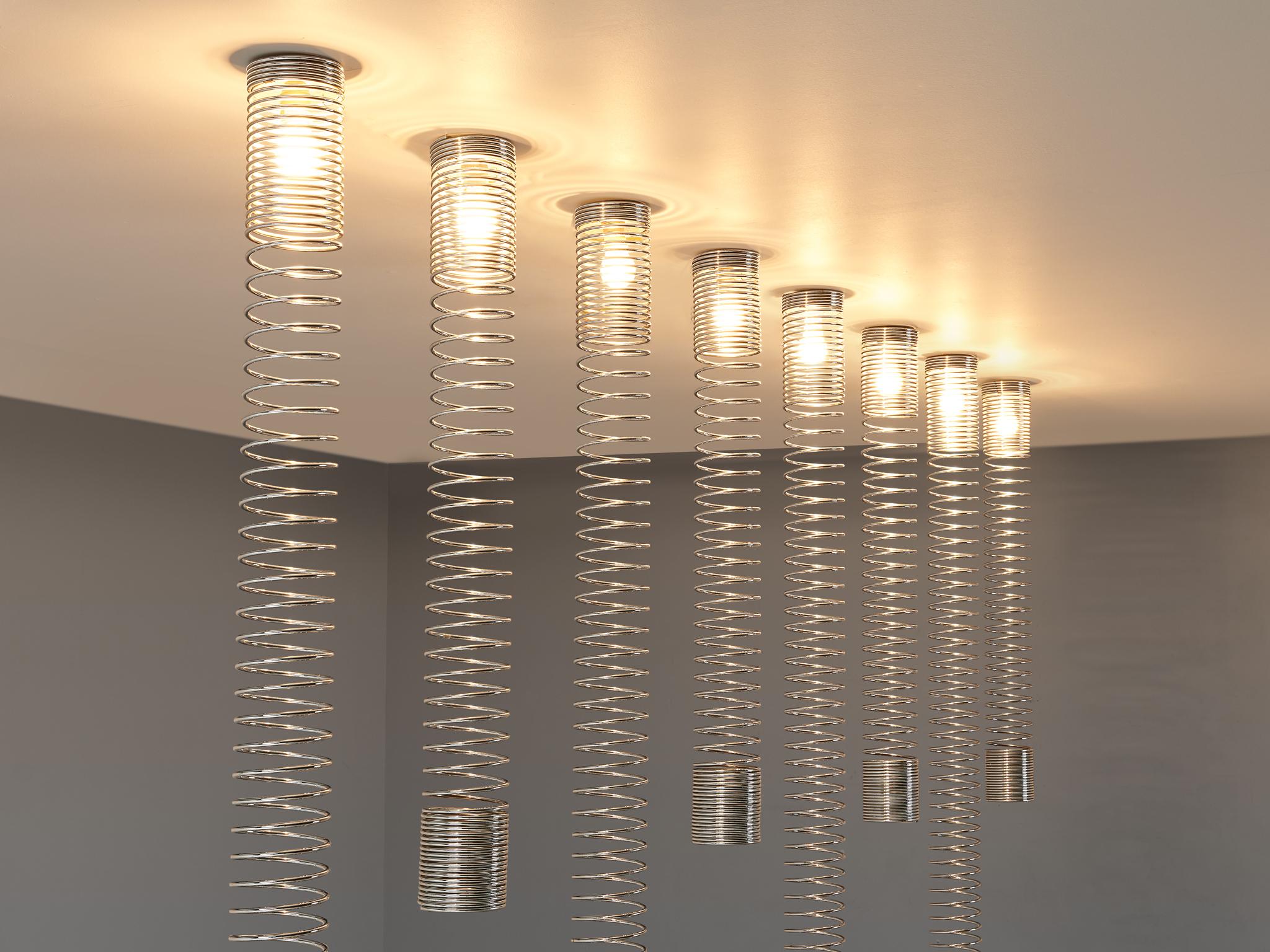 Chrome Angelo Mangiarotti Set of Eight 'Spirali' Ceiling Lights