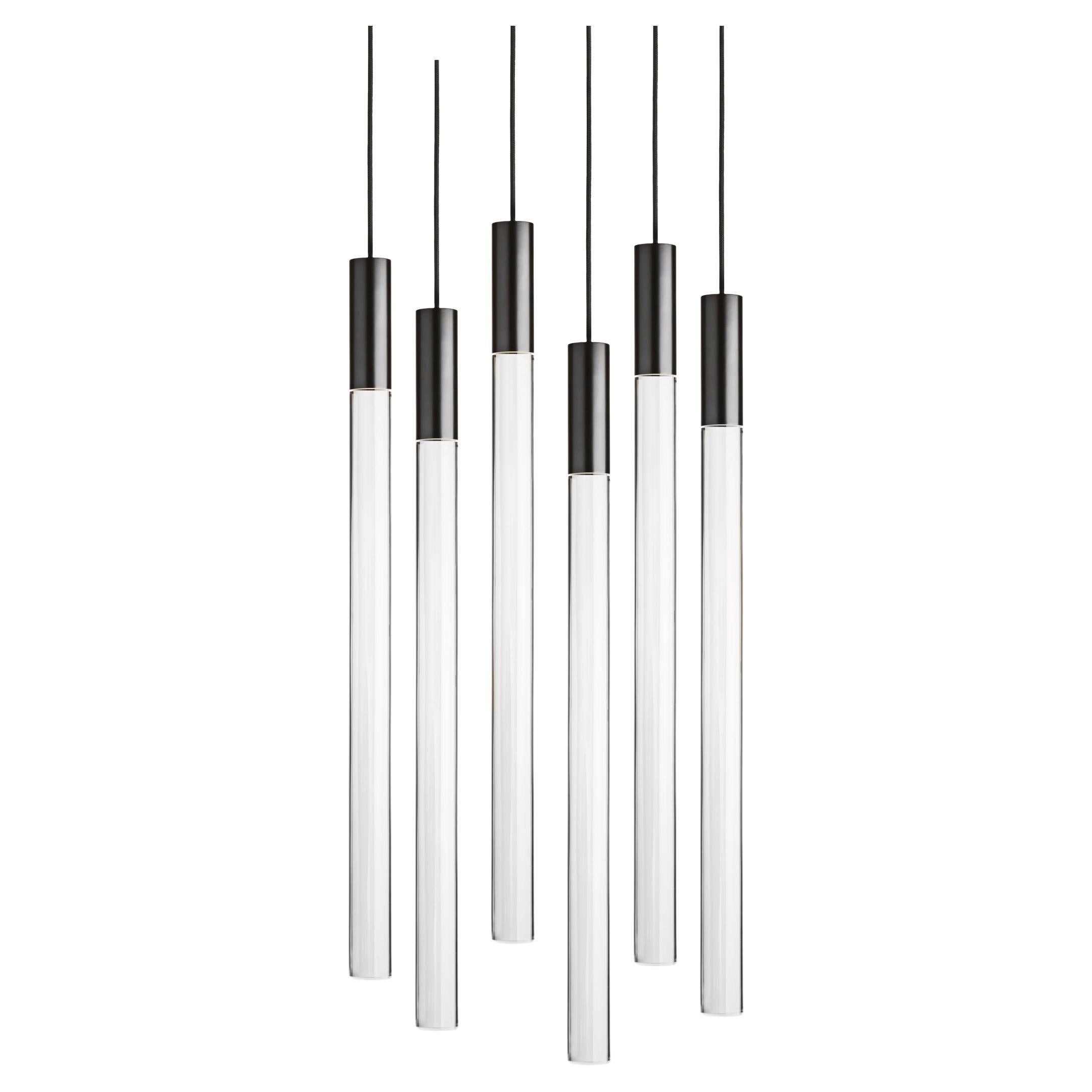 Angelo Mangiarotti für Karakter: Sechs schwarze Plexiglas-Lampen-Set für Karakter