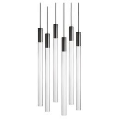 Angelo Mangiarotti Set of Six Black Plexi Lamps For Karakter