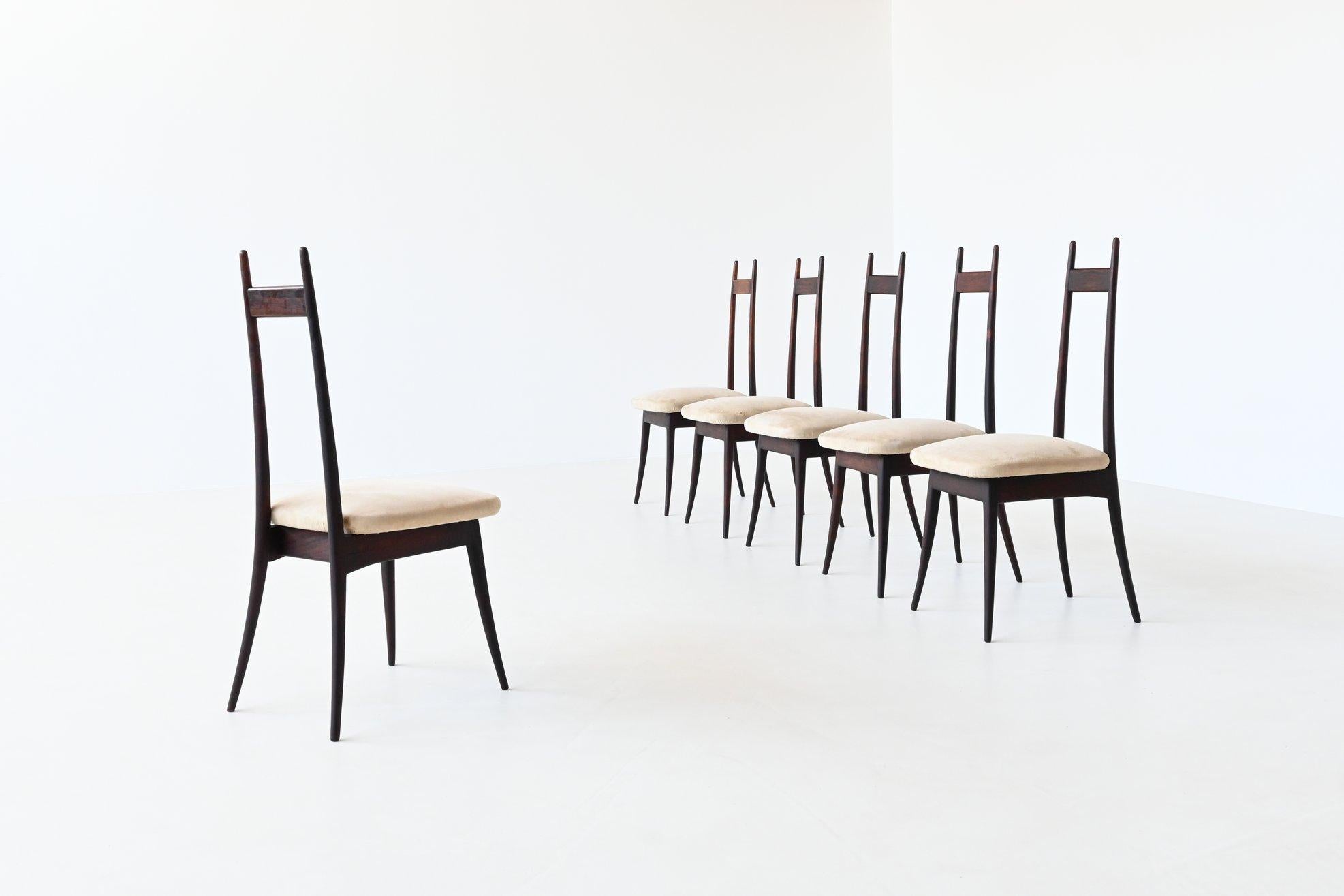 Angelo Mangiarotti Set of Six Rosewood Dining Chairs Frigerio Italy 1959 3