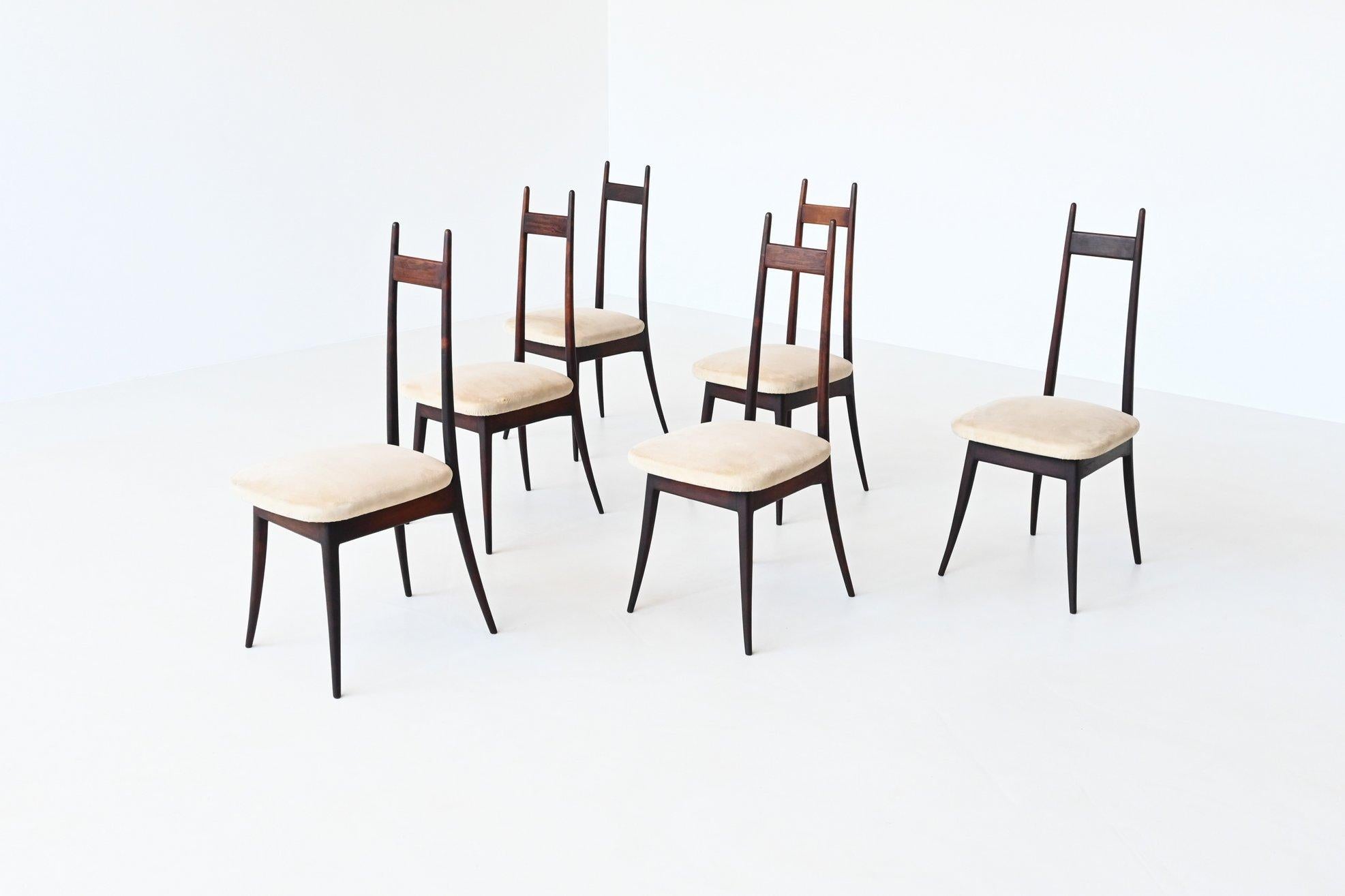 Angelo Mangiarotti Set of Six Rosewood Dining Chairs Frigerio Italy 1959 4