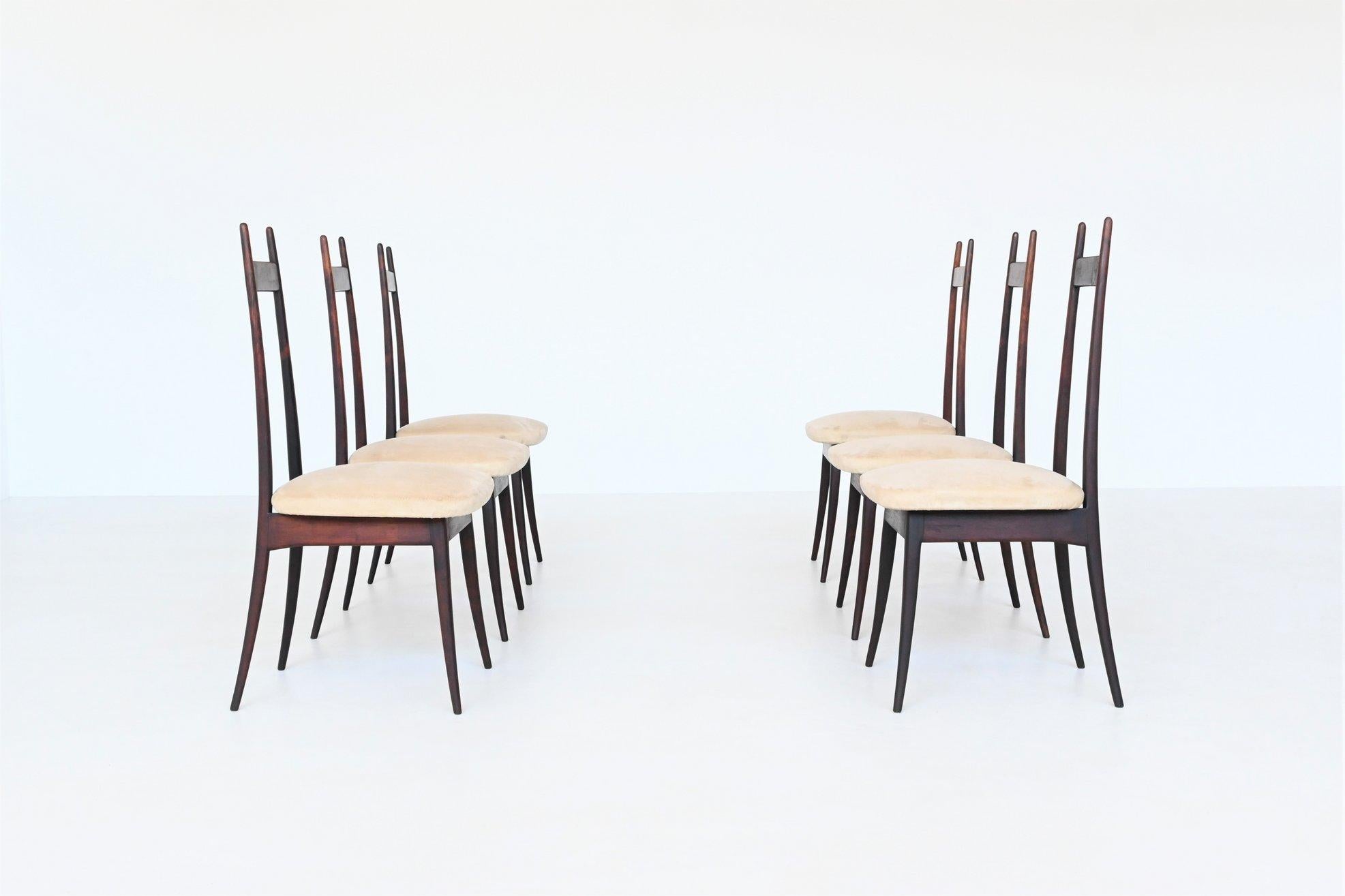 Angelo Mangiarotti Set of Six Rosewood Dining Chairs Frigerio Italy 1959 7