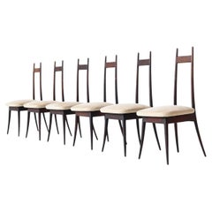 Angelo Mangiarotti Set of Six Rosewood Dining Chairs Frigerio Italy 1959