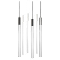 Angelo Mangiarotti Set of Six Steel Plexi Lamps For Karakter