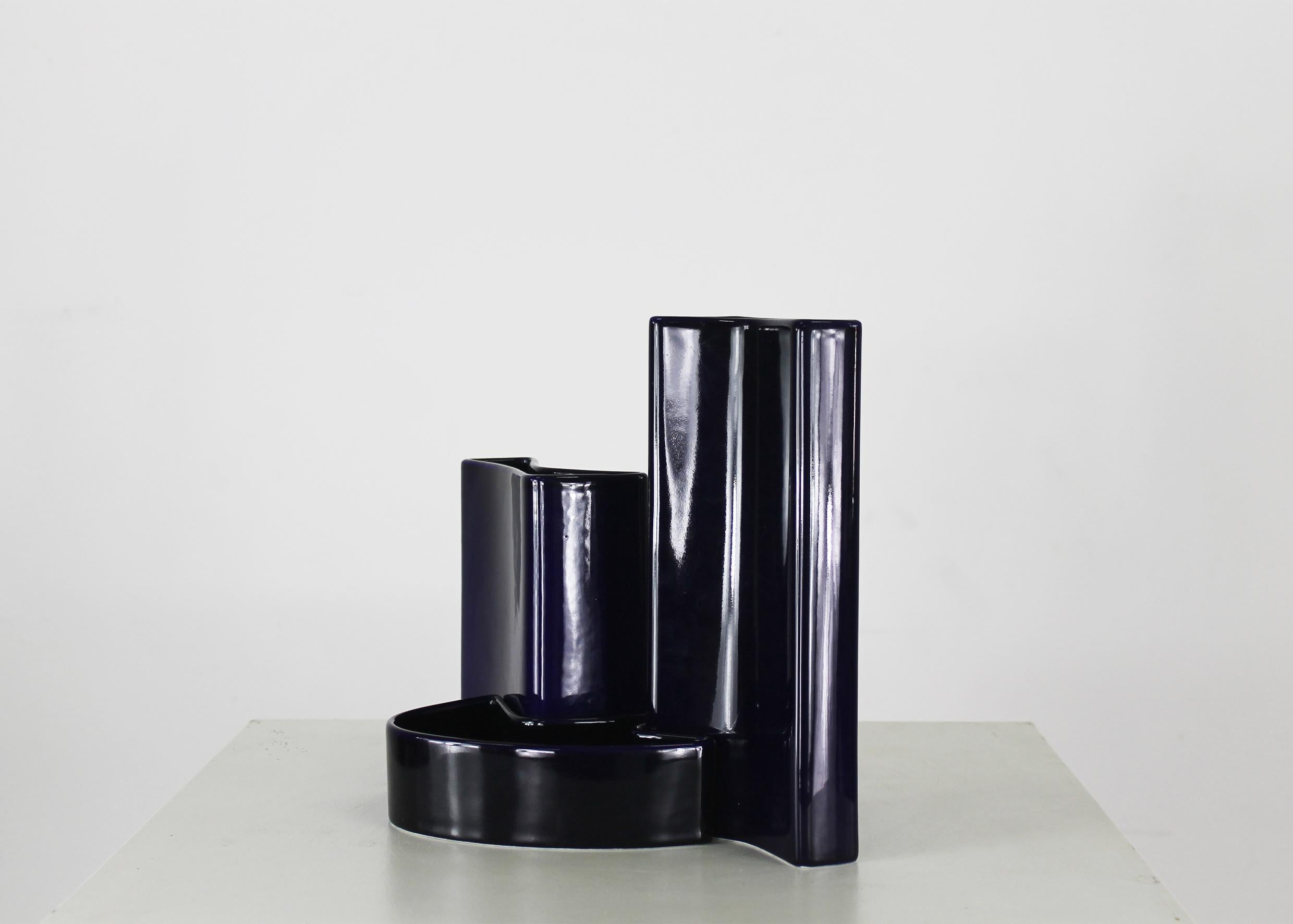 Mid-Century moderno Angelo Mangiarotti Set di tre vasi in ceramica di Fratelli Brambilla 1960s in vendita