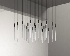 Angelo Mangiarotti Set Of Twenty Four Steel Plexi Lamps For Karakter