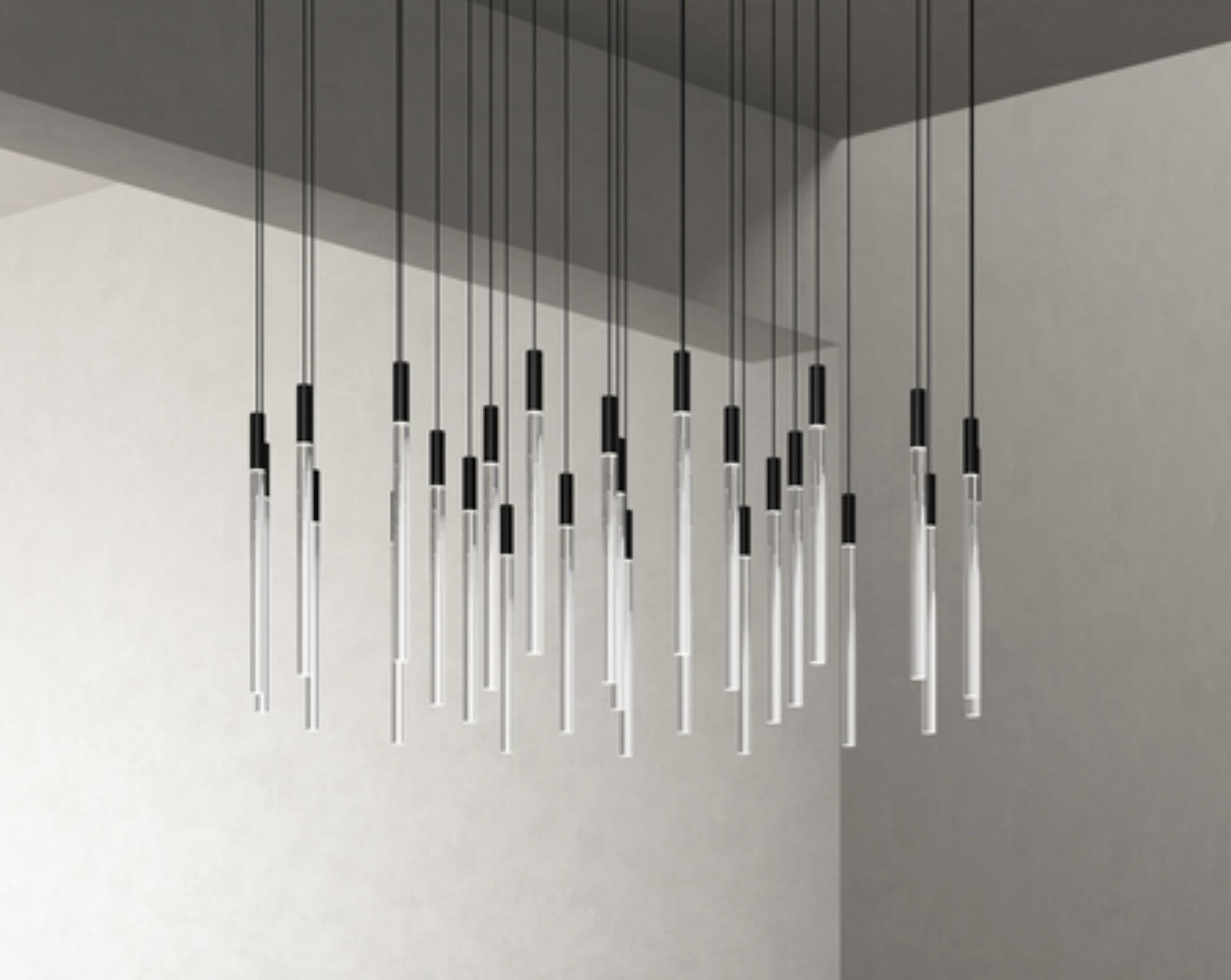 Danese Angelo Mangiarotti Set di ventiquattro lampade in plexi di acciaio per Karakter in vendita