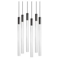 Angelo Mangiarotti Juego de dos lámparas de plexiglás negro para Karakter