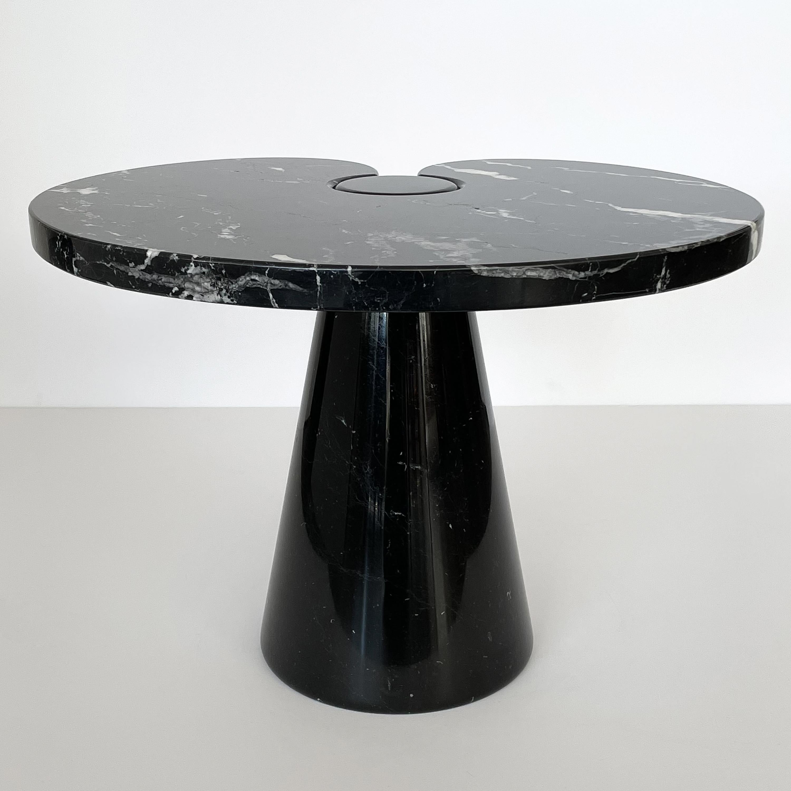 Italian Angelo Mangiarotti Short Eros Side Table in Black Marquina Marble