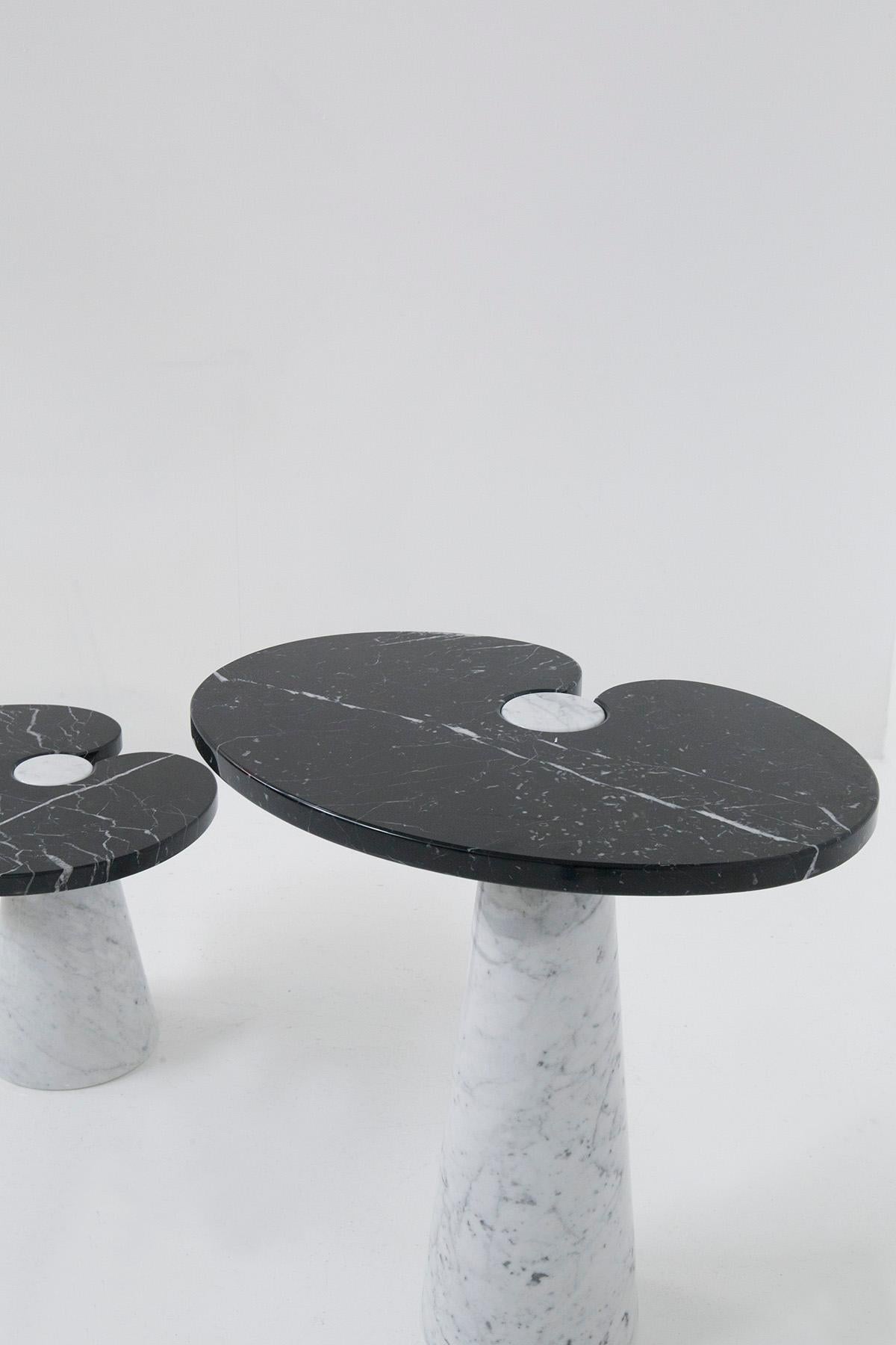 Mid-Century Modern Angelo Mangiarotti Side Tables for Skipper Rare Black and White Colour