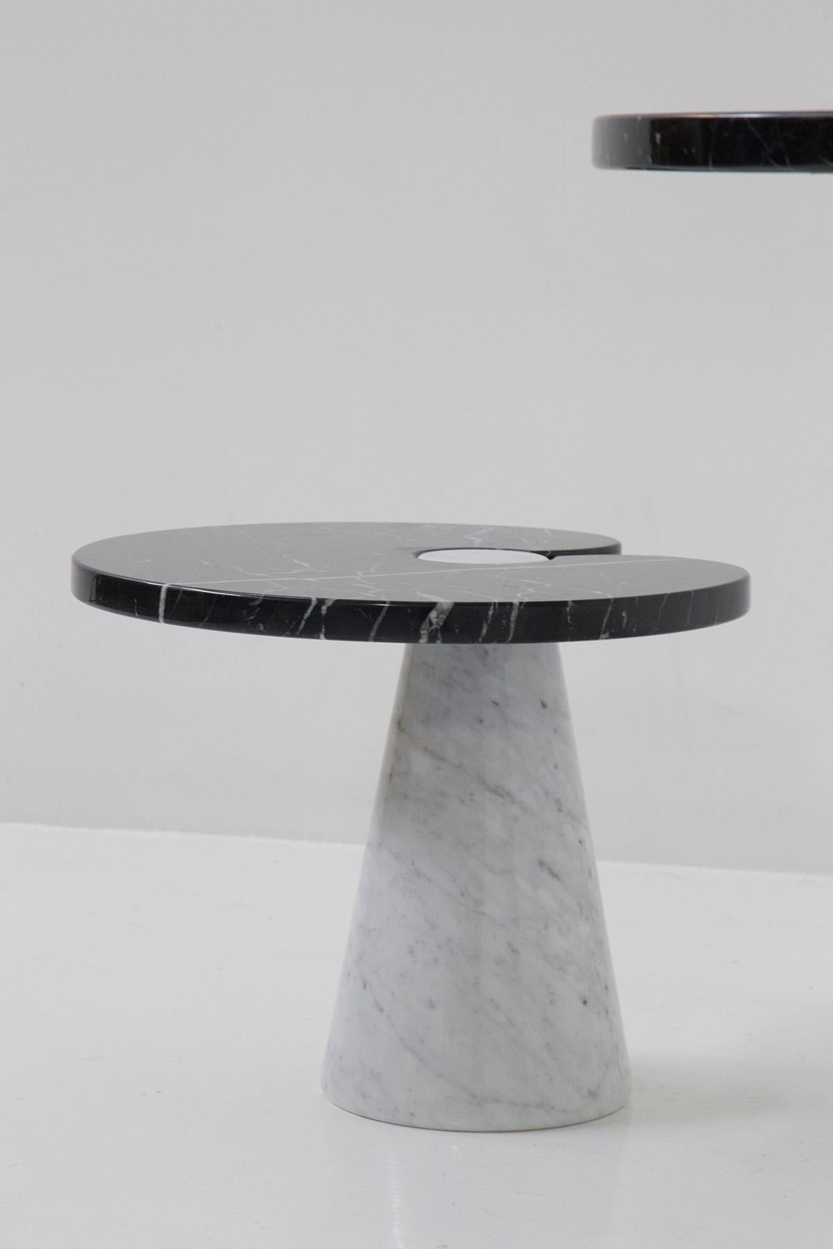 Marble Angelo Mangiarotti Side Tables for Skipper Rare Black and White Colour