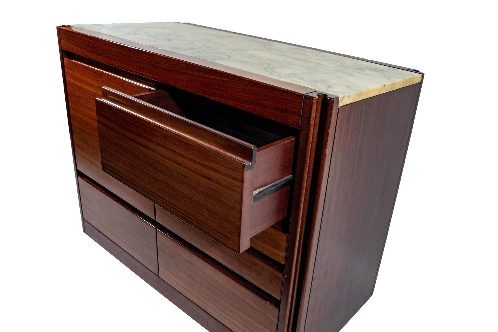 Late 20th Century Angelo Mangiarotti, Sideboard, Wood and Marble, France, circa 1970