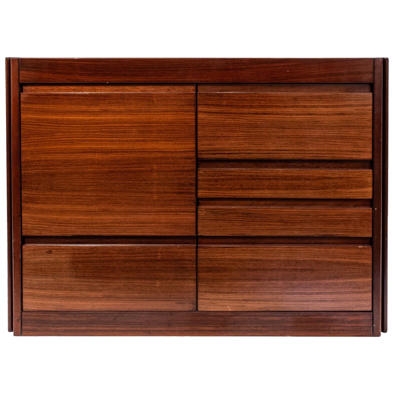 Angelo Mangiarotti, Sideboard, Wood and Marble, France, circa 1970
