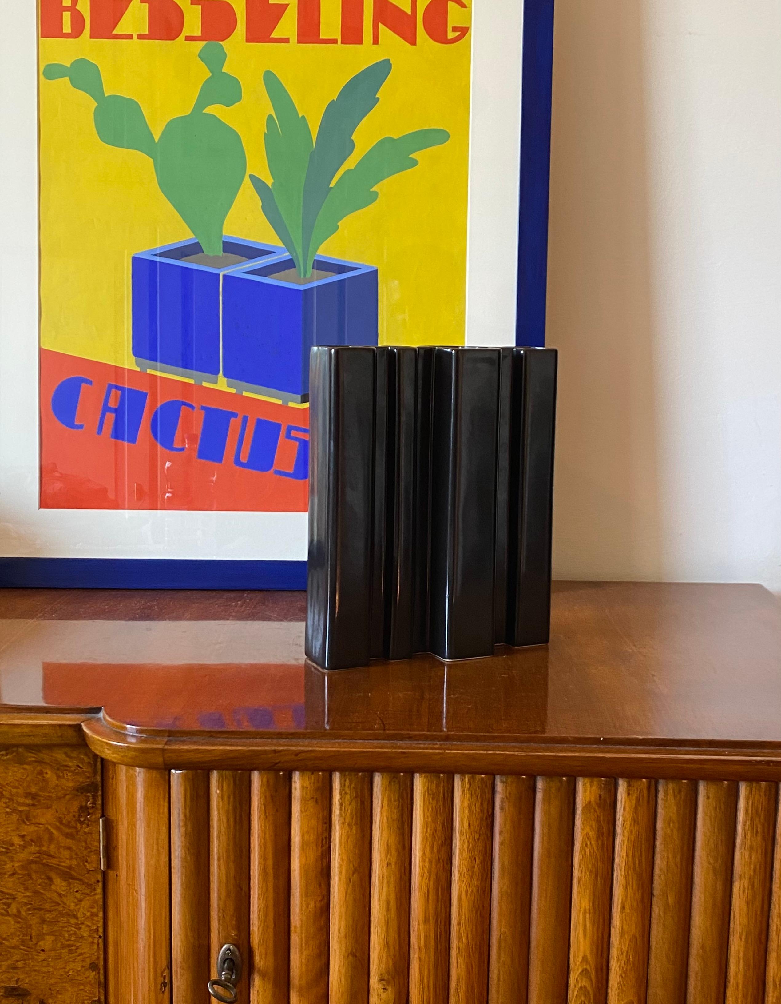 Mid-20th Century Angelo Mangiarotti, vase en céramique brune de l'ère spatiale, Fratelli Brambilla Italie 1968 en vente