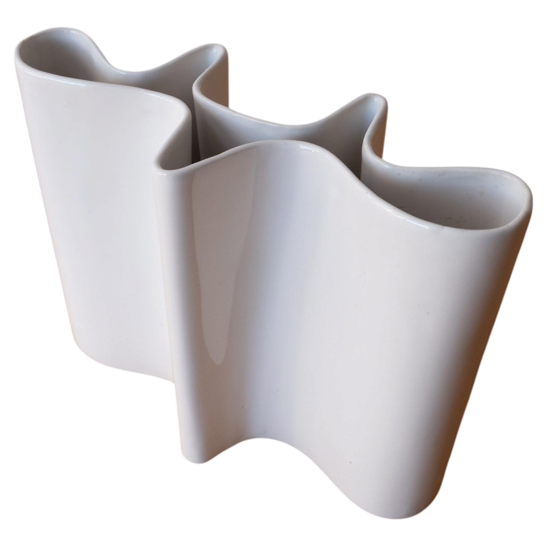 Angelo Mangiarotti Style Biomorphic Freeform White Ceramic Vase 1960s