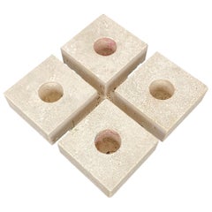 Angelo Mangiarotti Style Candle holder in Travertine Marble, Italy, 1970s