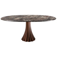 Angelo Mangiarotti Style Marble Table on Metallic Cast Base