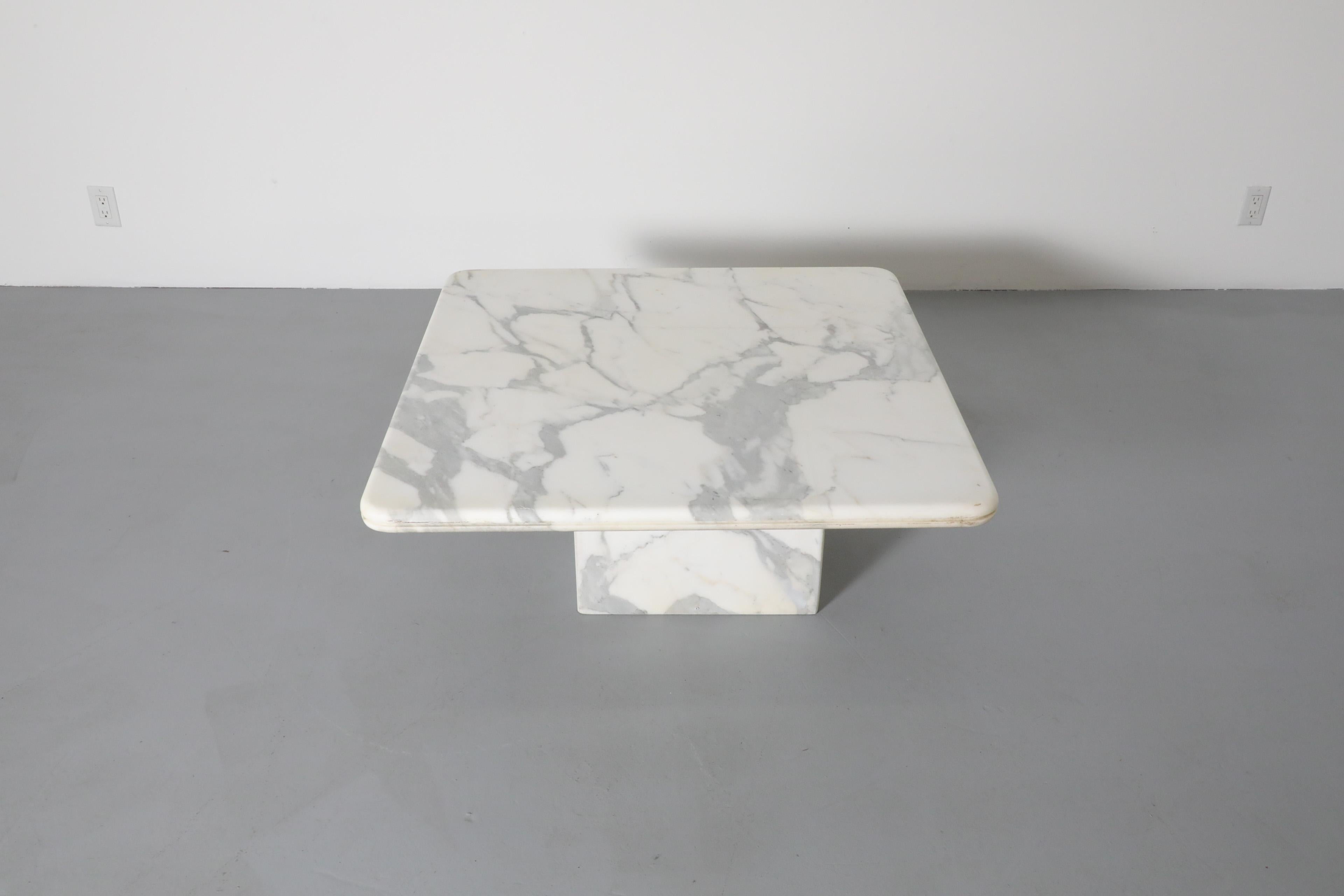 Mid-Century Modern Angelo Mangiarotti Style Modernist Marble Coffee or Side Table For Sale