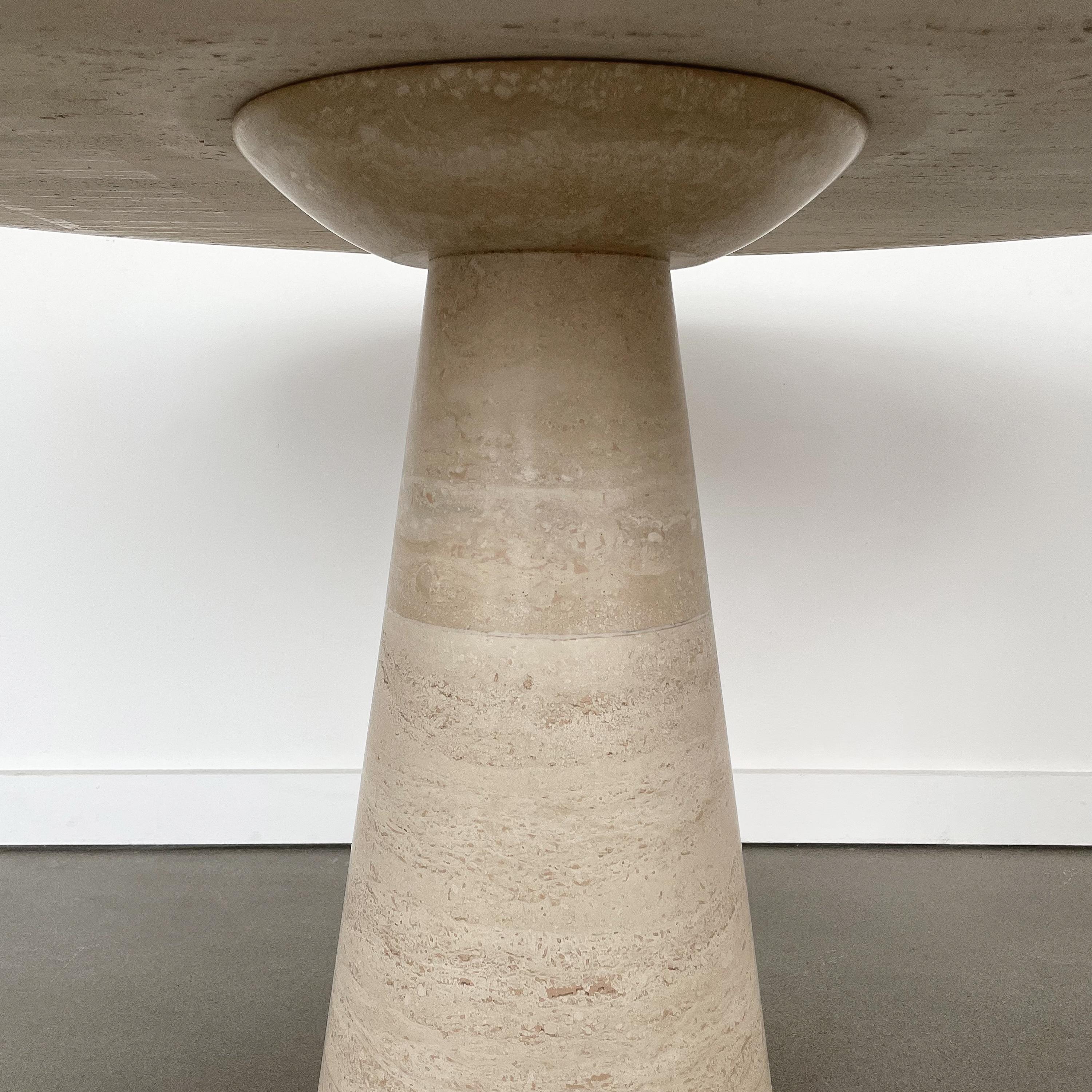 Angelo Mangiarotti Style Round Travertine Pedestal Dining Table 5