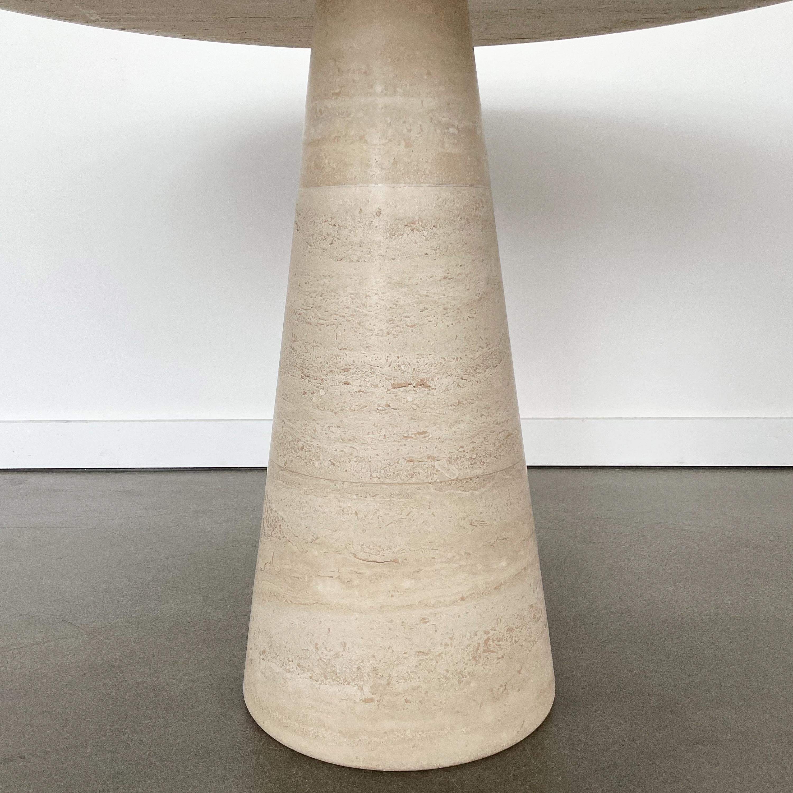 Angelo Mangiarotti Style Round Travertine Pedestal Dining Table 6